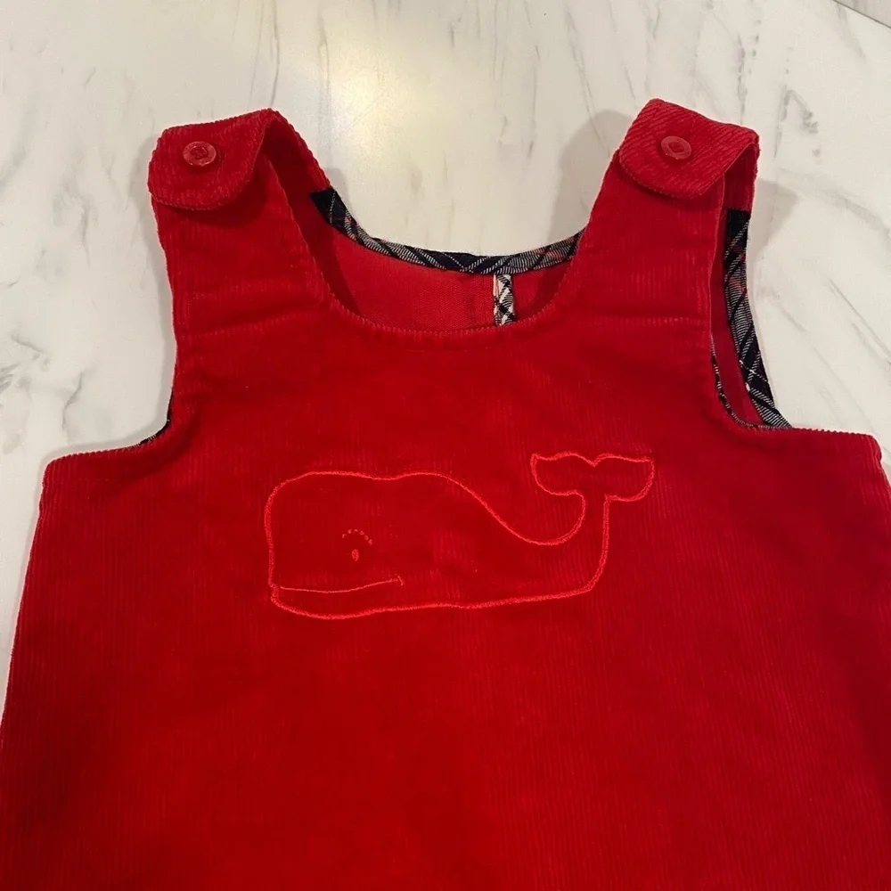 Vineyard Vines infant red corduroy overalls